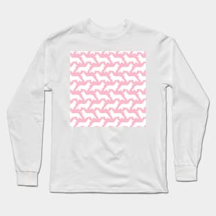 Corgi Silhouette Pattern Big Pink Long Sleeve T-Shirt